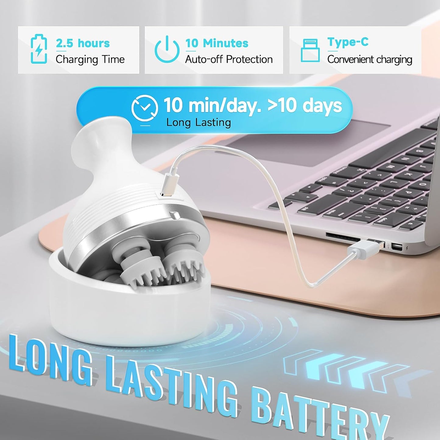 Portable Electric Scalp Massager for Hair Growth & Stress Relief Men & Women